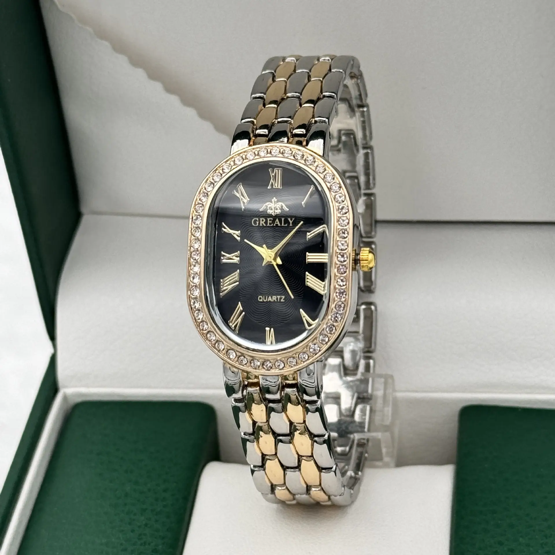 Gold Diamond-Encrusted Ladies Watch with Roman Dial — feature 14