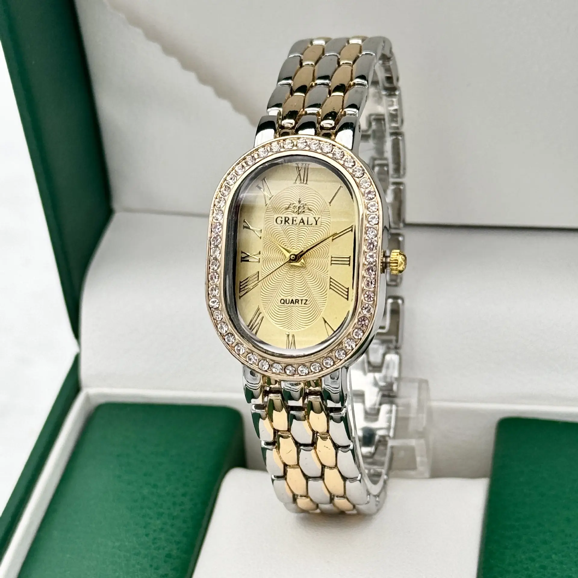 Gold Diamond-Encrusted Ladies Watch with Roman Dial — feature 15