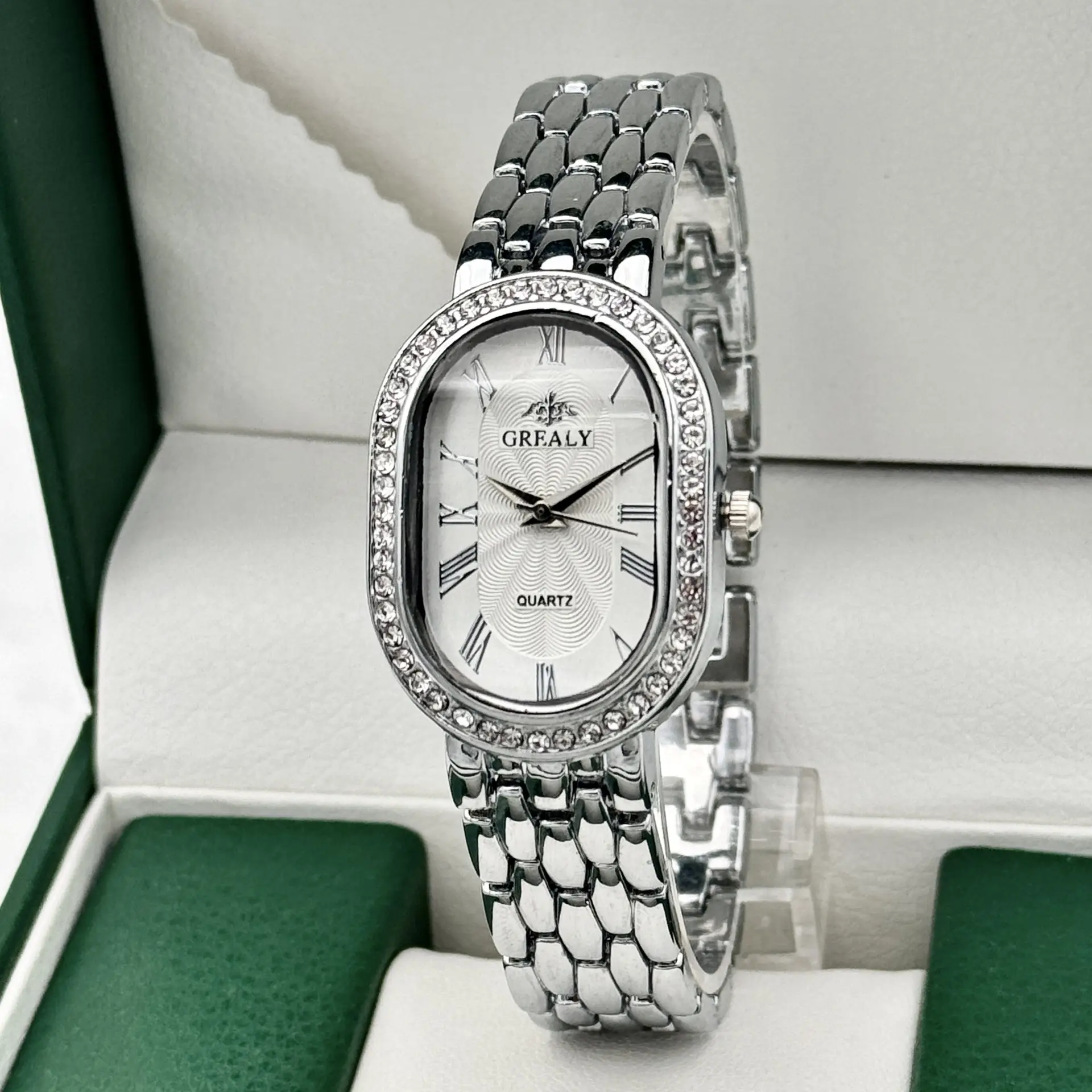 Gold Diamond-Encrusted Ladies Watch with Roman Dial — feature 17
