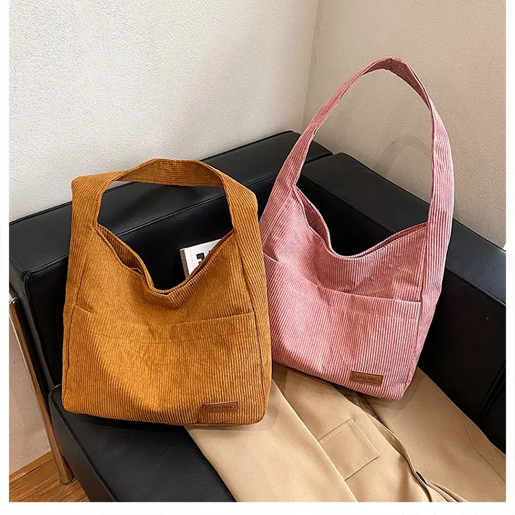 Women's Large Capacity Tote Bag Brown Cotton Shoulder Bag — feature 12