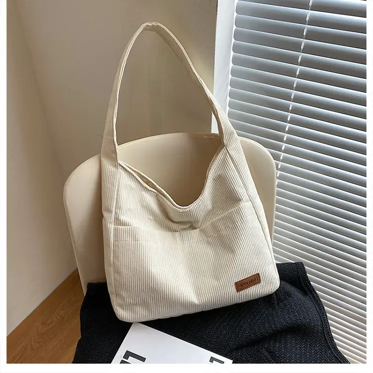Women's Large Capacity Tote Bag Brown Cotton Shoulder Bag — feature 14