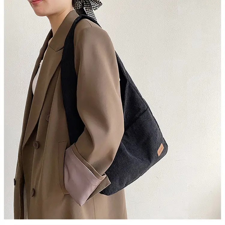 Women's Large Capacity Tote Bag Brown Cotton Shoulder Bag — feature 23