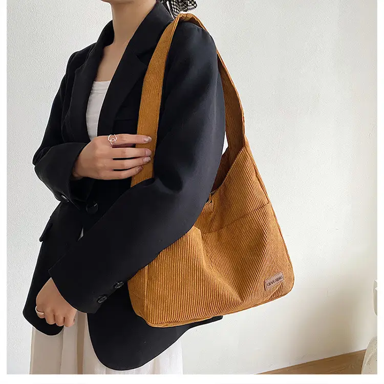 Women's Large Capacity Tote Bag Brown Cotton Shoulder Bag — feature 24