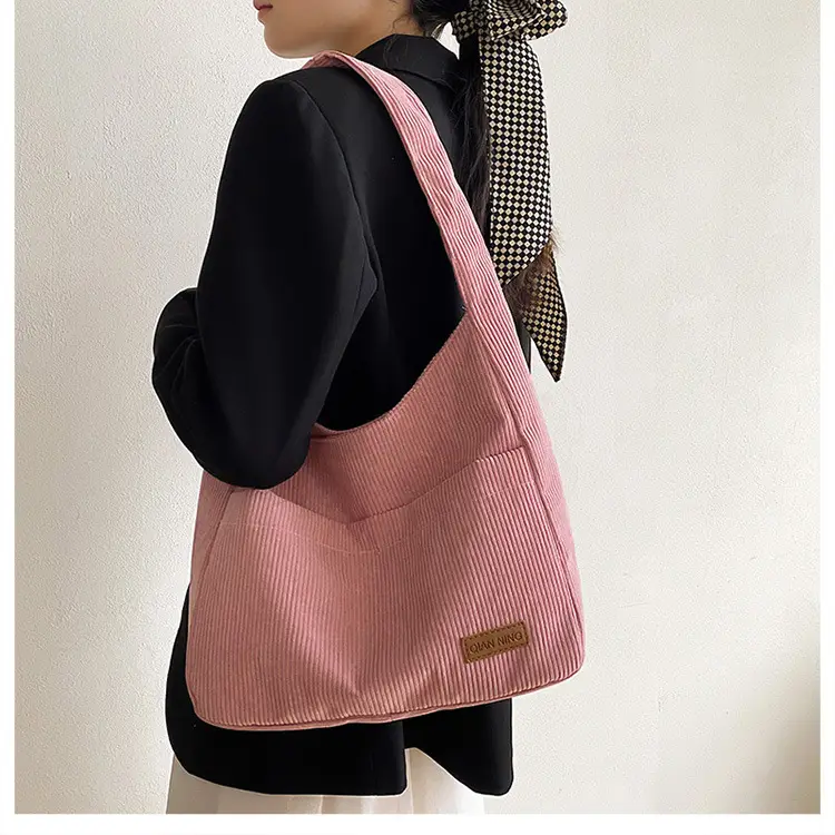 Women's Large Capacity Tote Bag Brown Cotton Shoulder Bag — feature 26