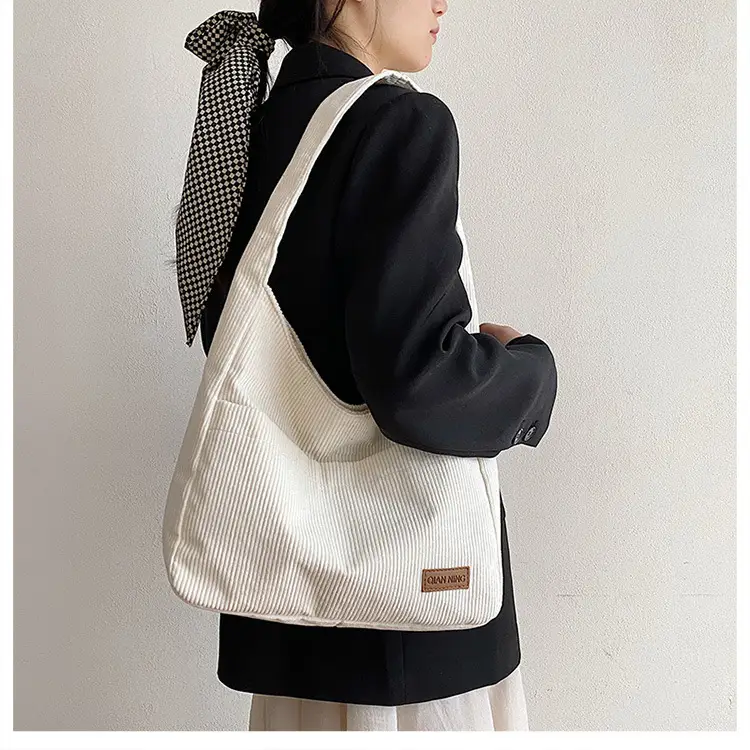 Women's Large Capacity Tote Bag Brown Cotton Shoulder Bag — feature 28