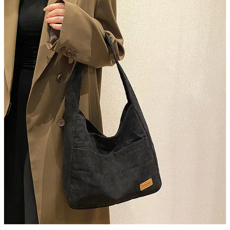 Women's Large Capacity Tote Bag Brown Cotton Shoulder Bag — feature 32