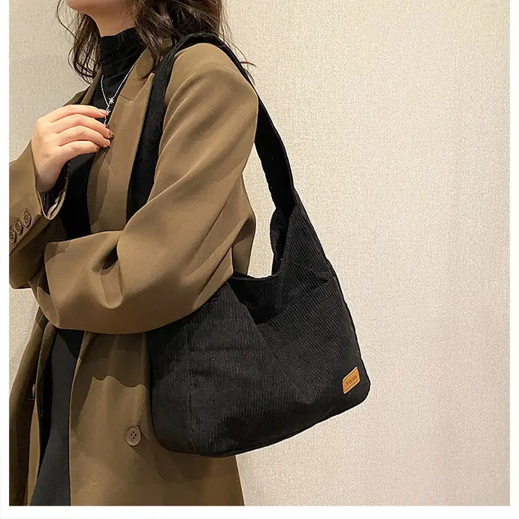 Women's Large Capacity Tote Bag Brown Cotton Shoulder Bag — feature 33