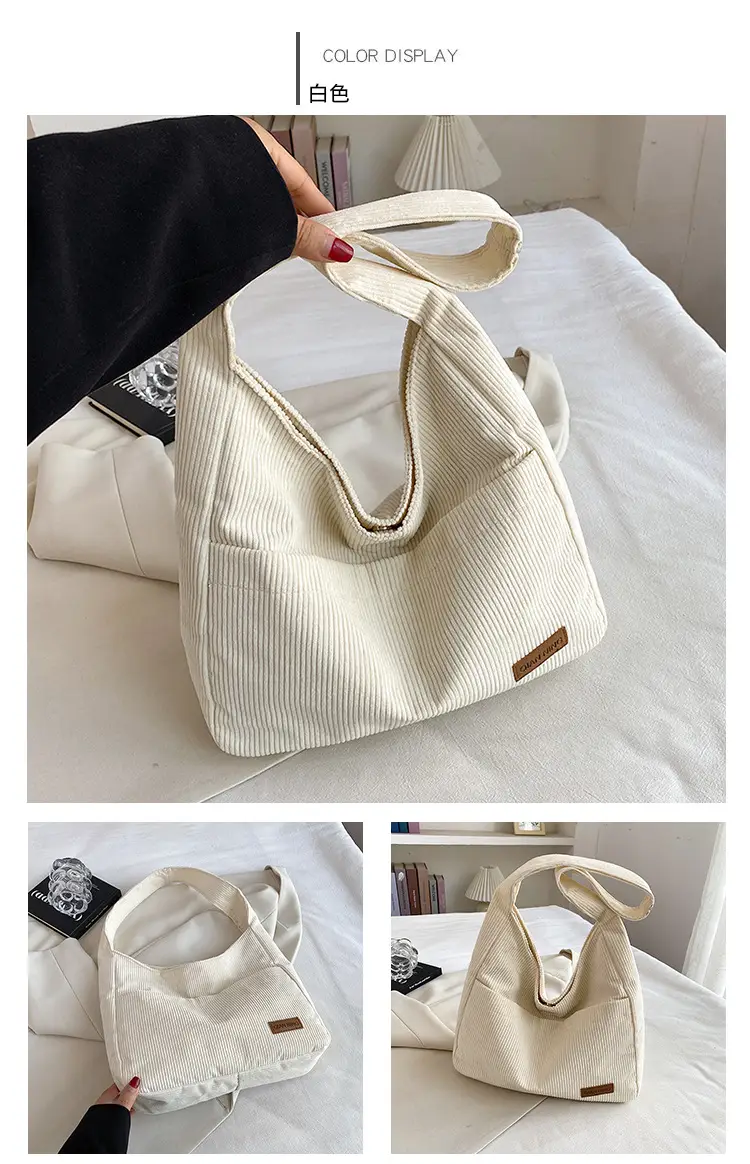 Women's Large Capacity Tote Bag Brown Cotton Shoulder Bag — feature 6