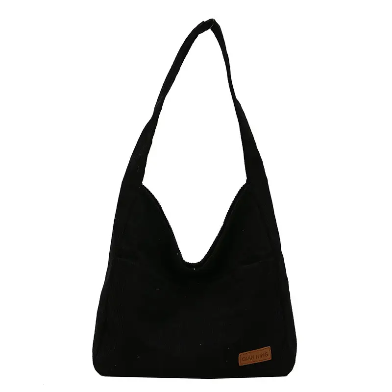 Women's Large Capacity Tote Bag Brown Cotton Shoulder Bag - Image 2