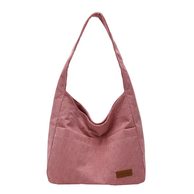Women's Large Capacity Tote Bag Brown Cotton Shoulder Bag - Image 4