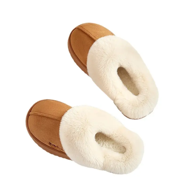 Women's Fleece Lined Winter Slippers Black Non-Slip