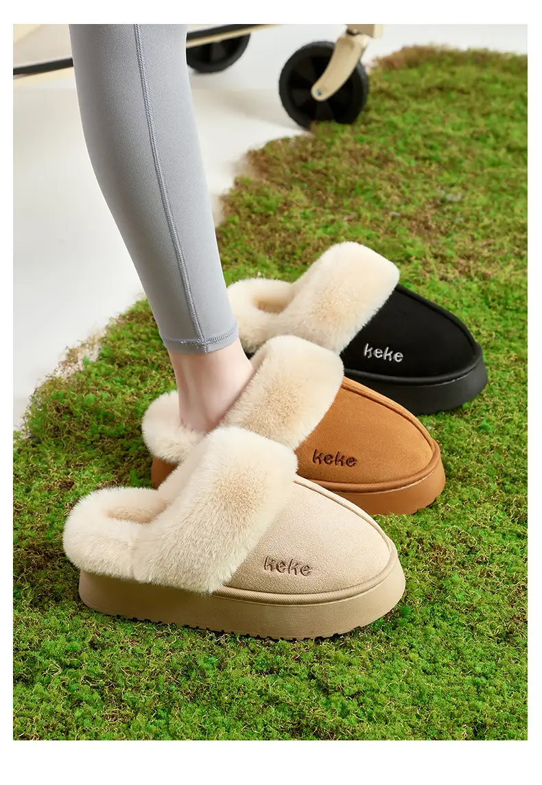 Women's Fleece Lined Winter Slippers Black Non-Slip — feature 10