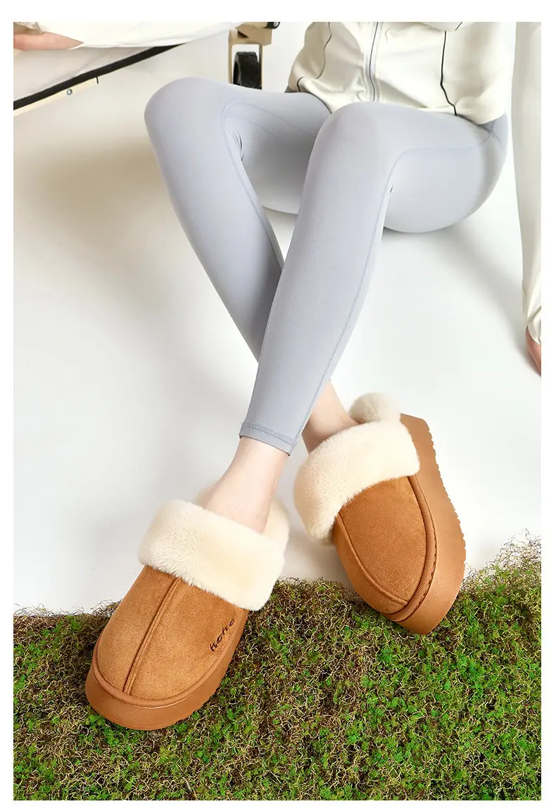 Women's Fleece Lined Winter Slippers Black Non-Slip — feature 12