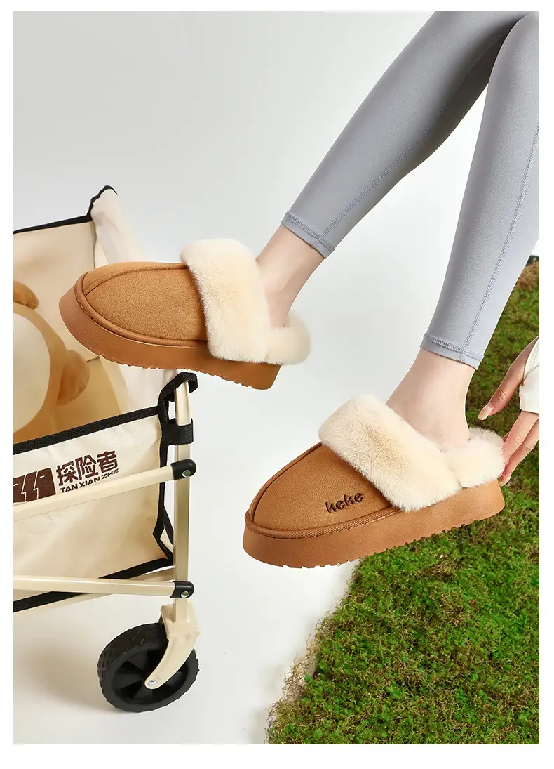 Women's Fleece Lined Winter Slippers Black Non-Slip — feature 13