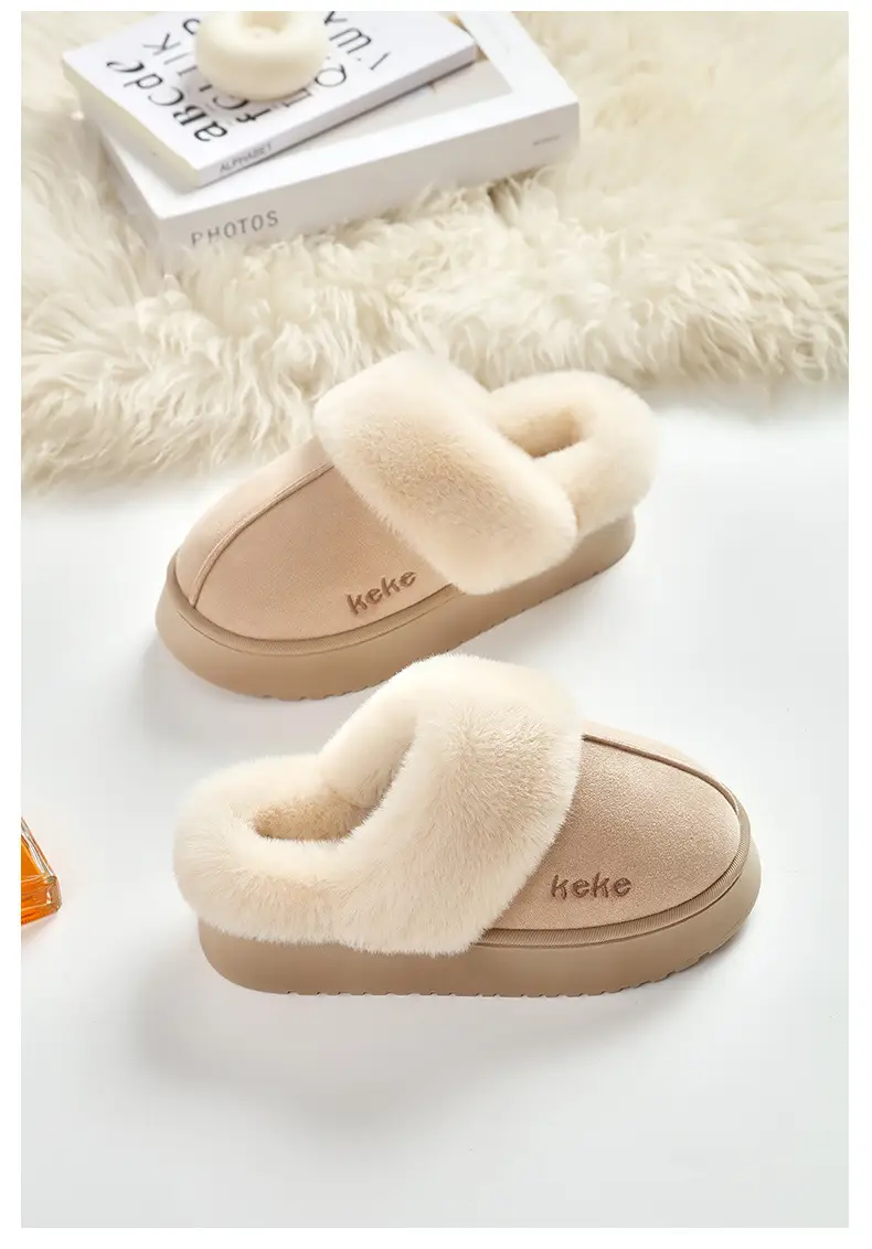 Women's Fleece Lined Winter Slippers Black Non-Slip — feature 14