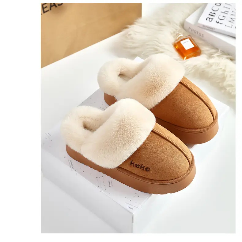 Women's Fleece Lined Winter Slippers Black Non-Slip — feature 16