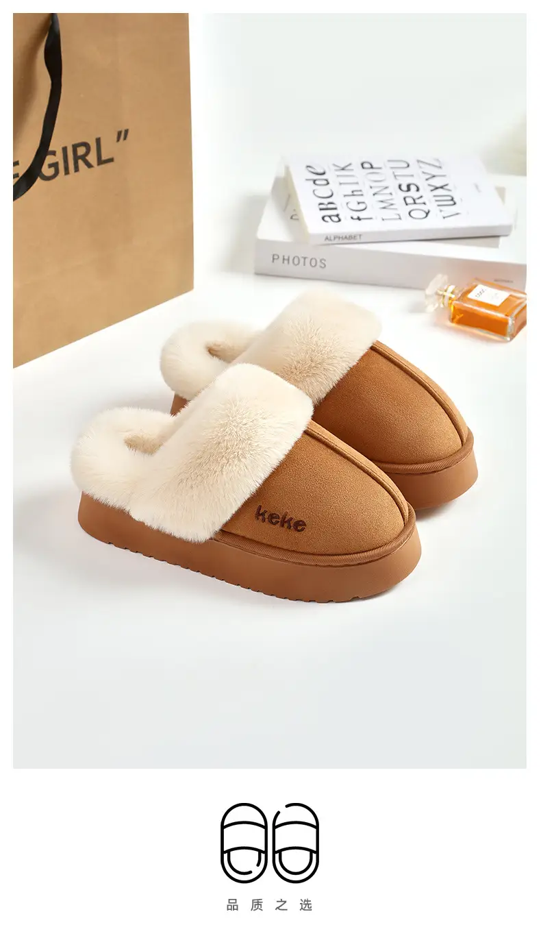 Women's Fleece Lined Winter Slippers Black Non-Slip — feature 17