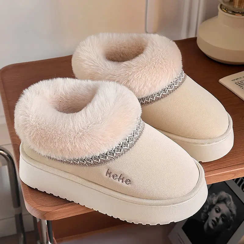Keke Thickened Cotton Slippers for Women, Non-Slip, Warm, Suitable for Outdoor and Indoor Use, Winter Home Cotton Slippers, Home Plush Slippers