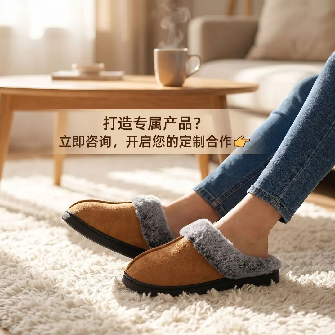 Cross-border New Winter Mao Mao Slippers Home Non-slip Warm Cotton Slippers Faded Mao Mouth Thick Bottom Lovers Cotton Slippers