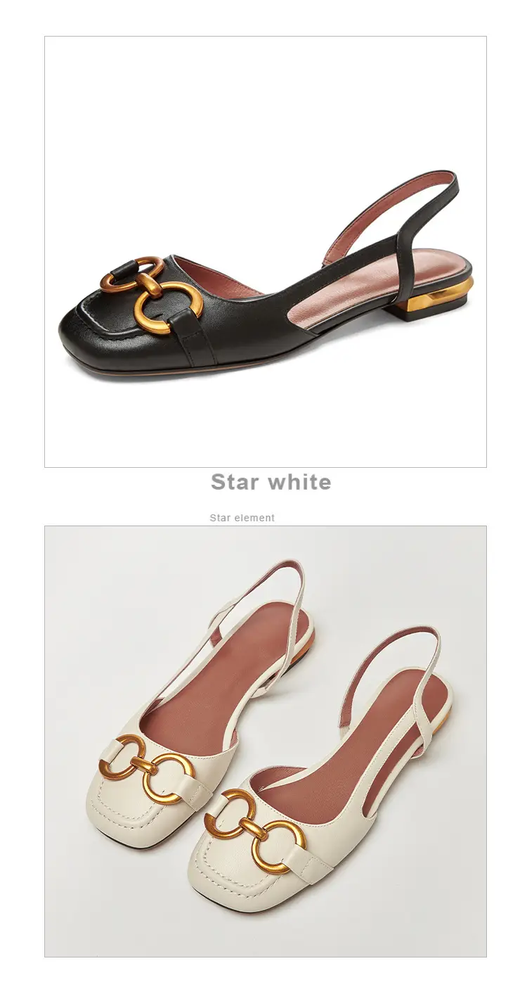 Korean Style Retro Sandals Women's Metal Horse Buckle Baotou Low Heel Shallow Rear Empty Shoes Single-layer Shoes with Square Toe — feature 10