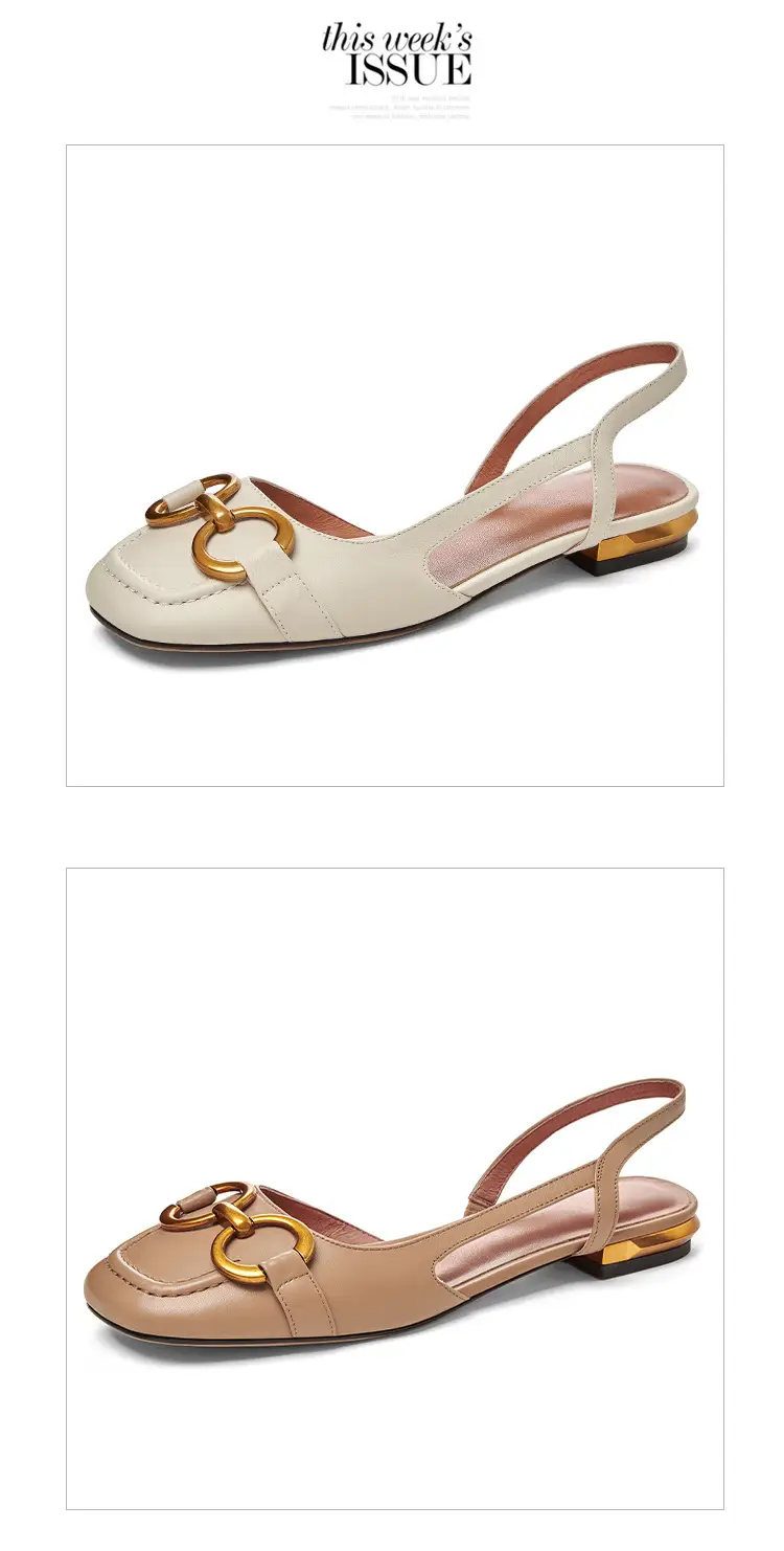 Korean Style Retro Sandals Women's Metal Horse Buckle Baotou Low Heel Shallow Rear Empty Shoes Single-layer Shoes with Square Toe — feature 29