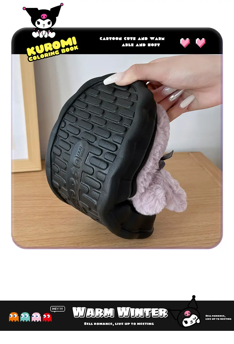 Women's Cartoon Plush Furry Slippers Winter Black — feature 6