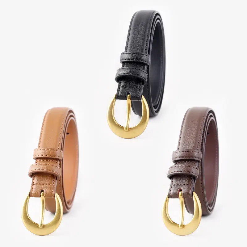 2025 Genuine Leather Belt for Women, Cowhide, Gold Clasp - Image 5