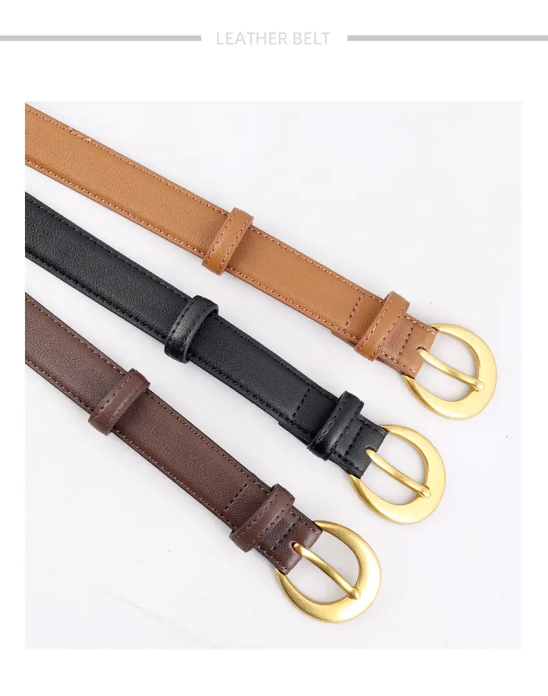 2025 Genuine Leather Belt for Women, Cowhide, Gold Clasp — feature 14