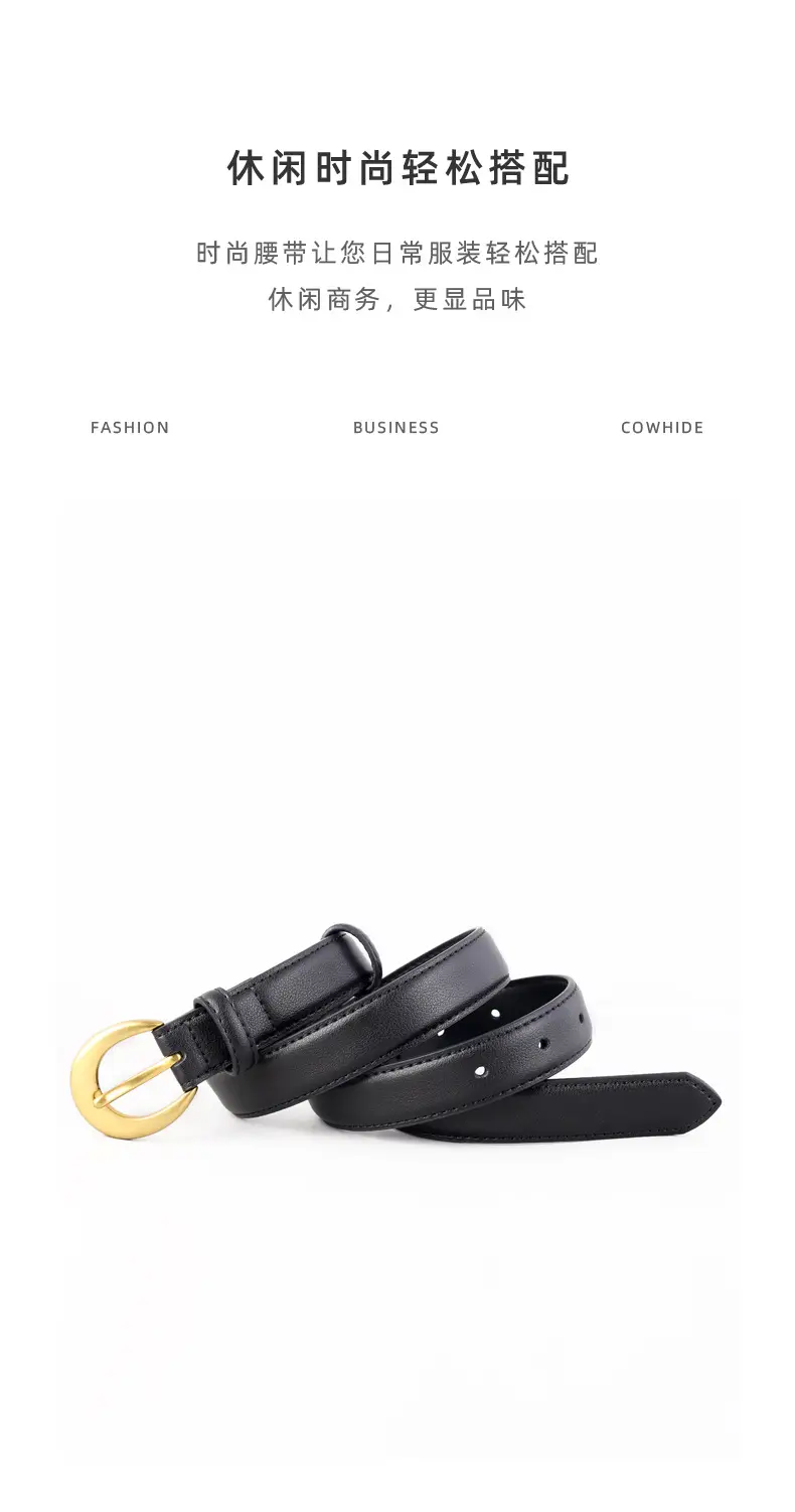2025 Genuine Leather Belt for Women, Cowhide, Gold Clasp — feature 15