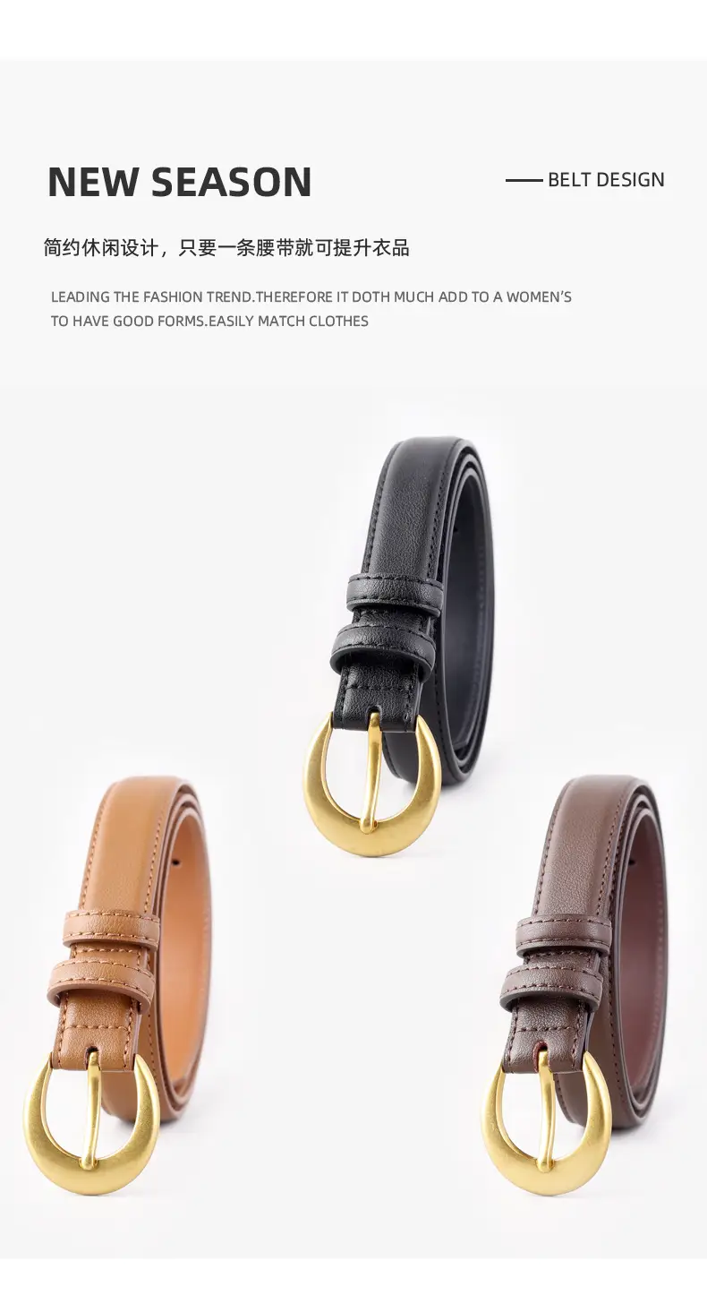 2025 Genuine Leather Belt for Women, Cowhide, Gold Clasp — feature 6