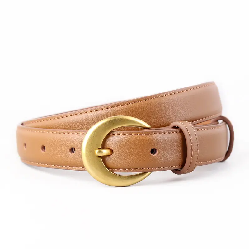 2025 Genuine Leather Belt for Women, Cowhide, Gold Clasp - Image 2