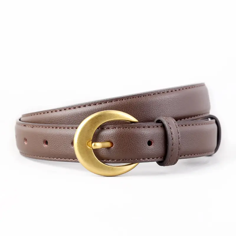 2025 Genuine Leather Belt for Women, Cowhide, Gold Clasp - Image 3