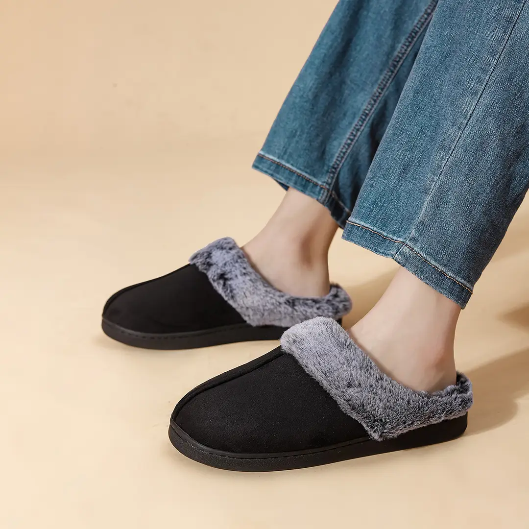 Foreign Trade Wholesale Faded Cotton Slippers Cross-Border Hot-Selling Couple's Home Plush Warm Cotton Shoes Thick-Soled Non-Slip — feature 11