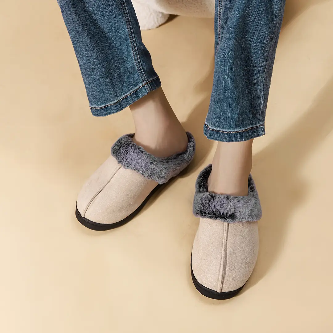 Foreign Trade Wholesale Faded Cotton Slippers Cross-Border Hot-Selling Couple's Home Plush Warm Cotton Shoes Thick-Soled Non-Slip — feature 12