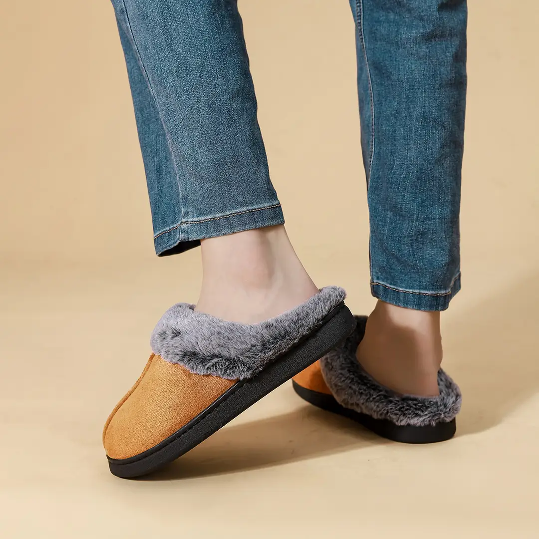Foreign Trade Wholesale Faded Cotton Slippers Cross-Border Hot-Selling Couple's Home Plush Warm Cotton Shoes Thick-Soled Non-Slip — feature 8