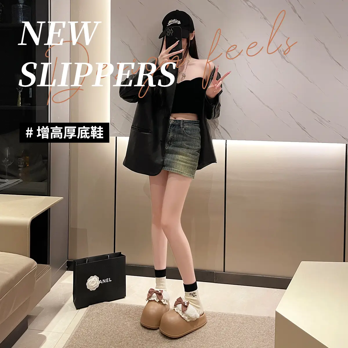 Women's Bow Plush Cotton Slippers Winter Warm Heart Stomp