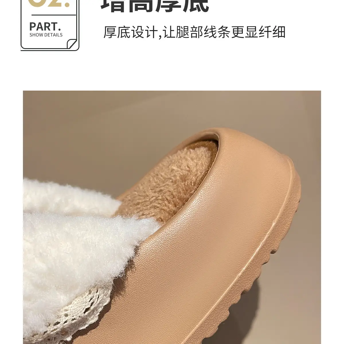 Women's Bow Plush Cotton Slippers Winter Warm Heart Stomp — feature 9