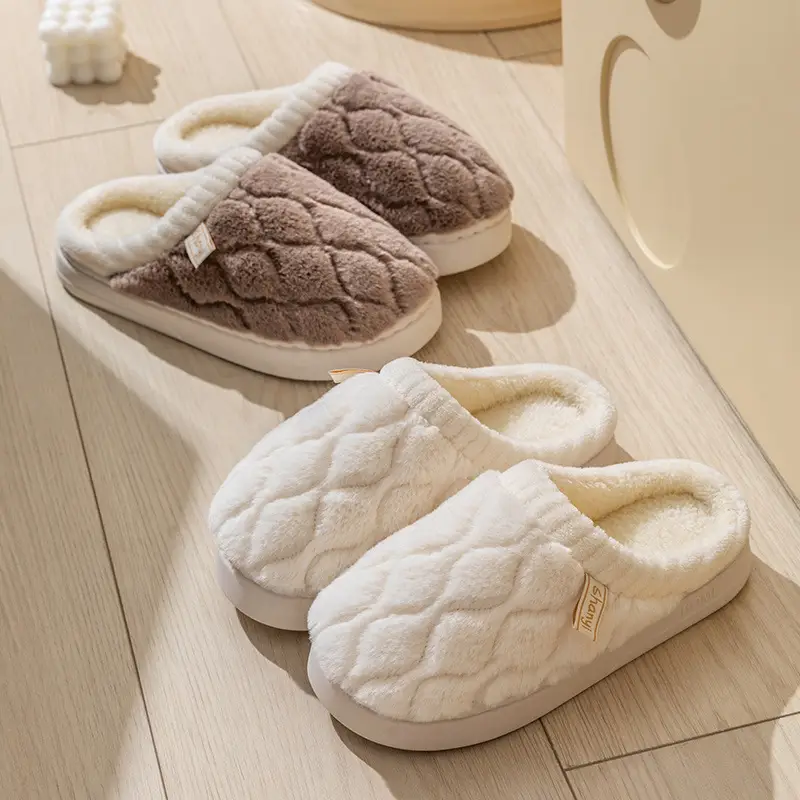 Cotton Slippers Women Blue White Winter Warm Non-Slip - Image 36