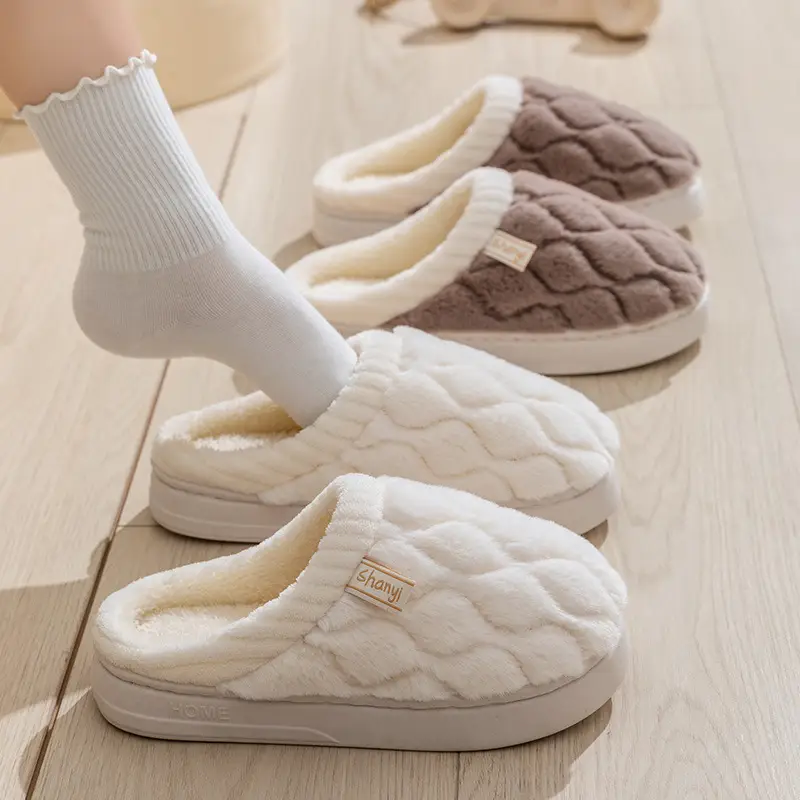 Cotton Slippers Women Blue White Winter Warm Non-Slip - Image 38