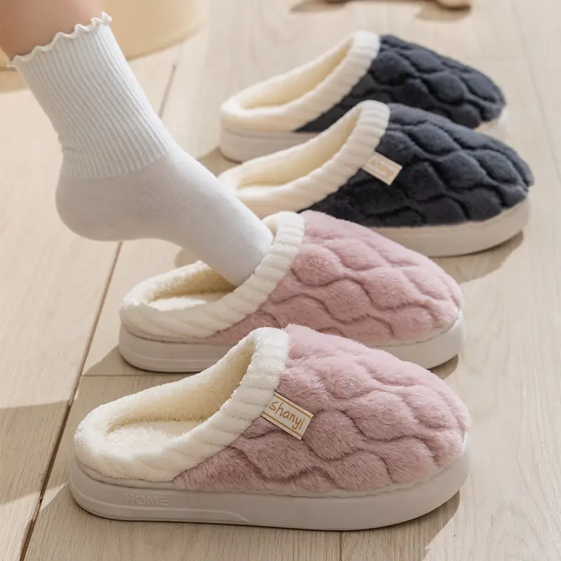 Cotton Slippers Women Blue White Winter Warm Non-Slip - Image 39