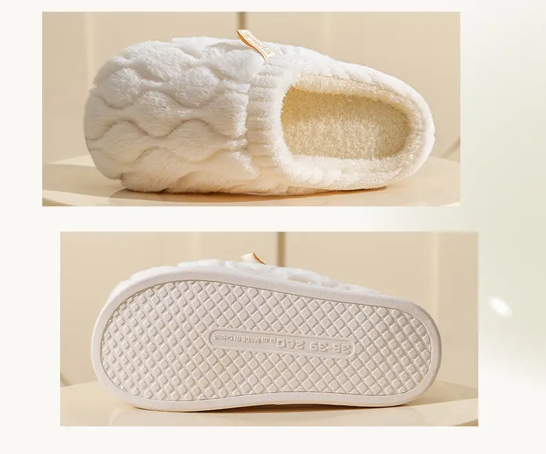 Cotton Slippers Women Blue White Winter Warm Non-Slip — feature 16