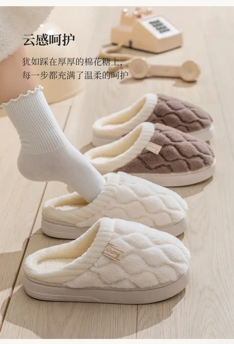 Cotton Slippers Women Blue White Winter Warm Non-Slip — feature 18