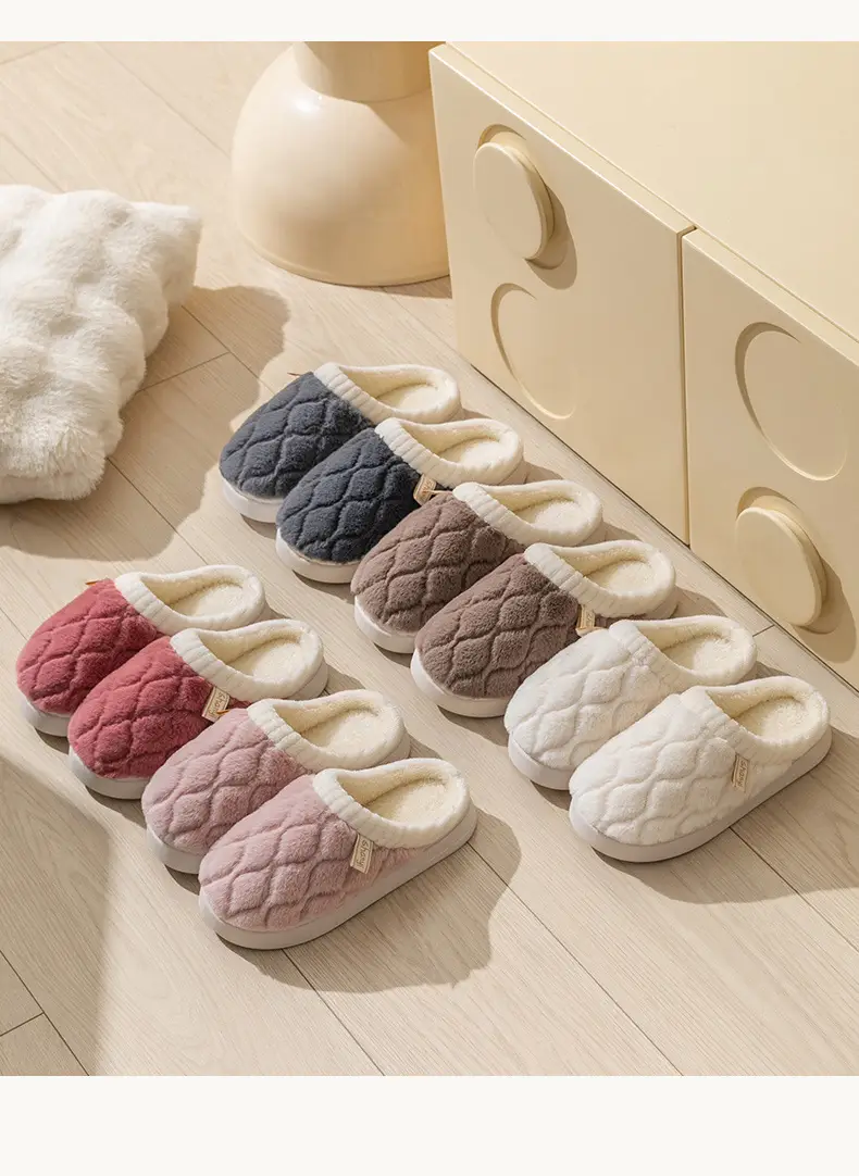 Cotton Slippers Women Blue White Winter Warm Non-Slip — feature 21