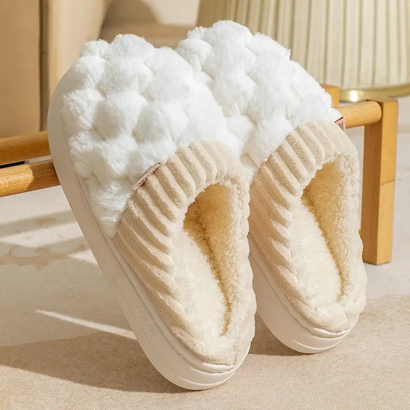 Cotton Slippers Women Blue White Winter Warm Non-Slip - Image 16