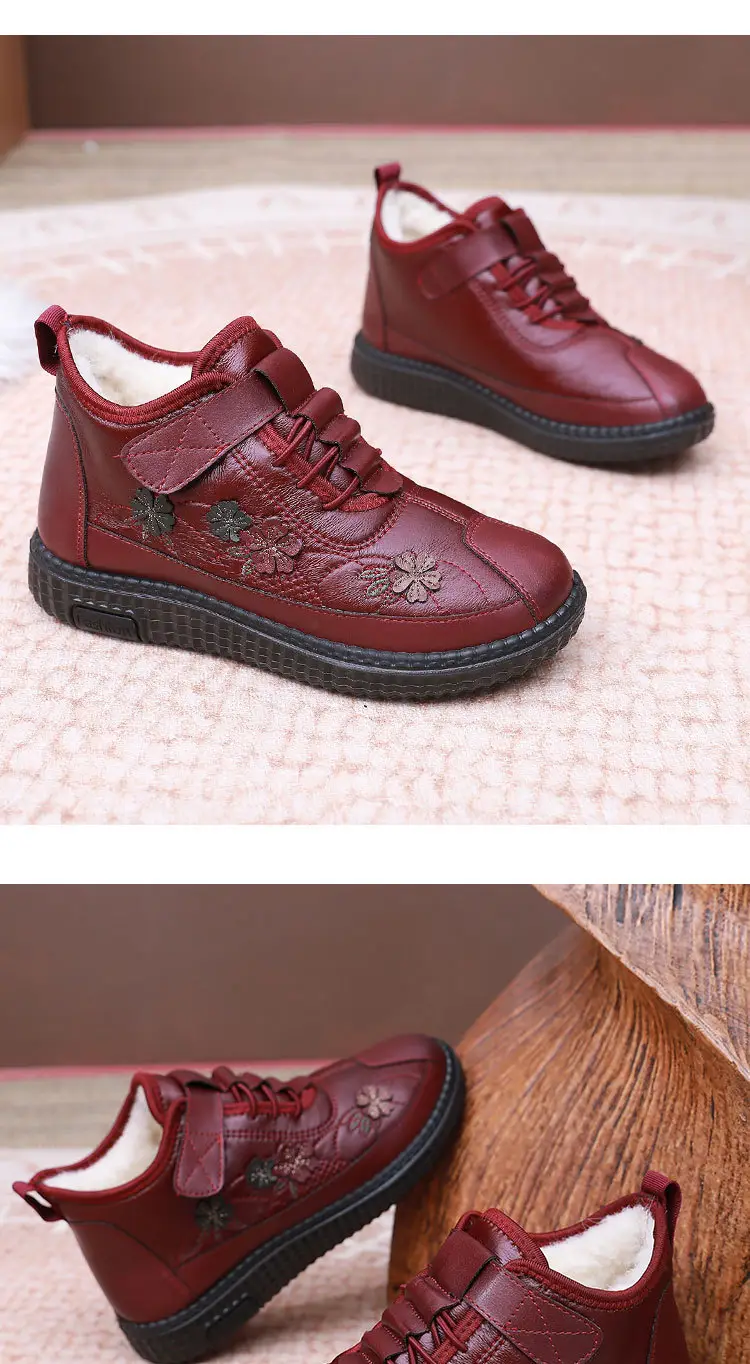 Cotton shoes women's 2024 winter new old Beijing wool fleece-lined thickened soft bottom non-slip mother middle-aged snow boots — feature 17