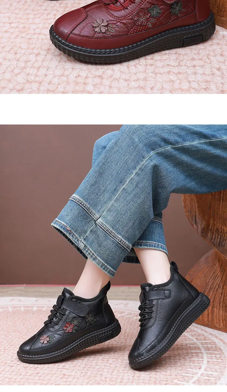 Cotton shoes women's 2024 winter new old Beijing wool fleece-lined thickened soft bottom non-slip mother middle-aged snow boots — feature 18