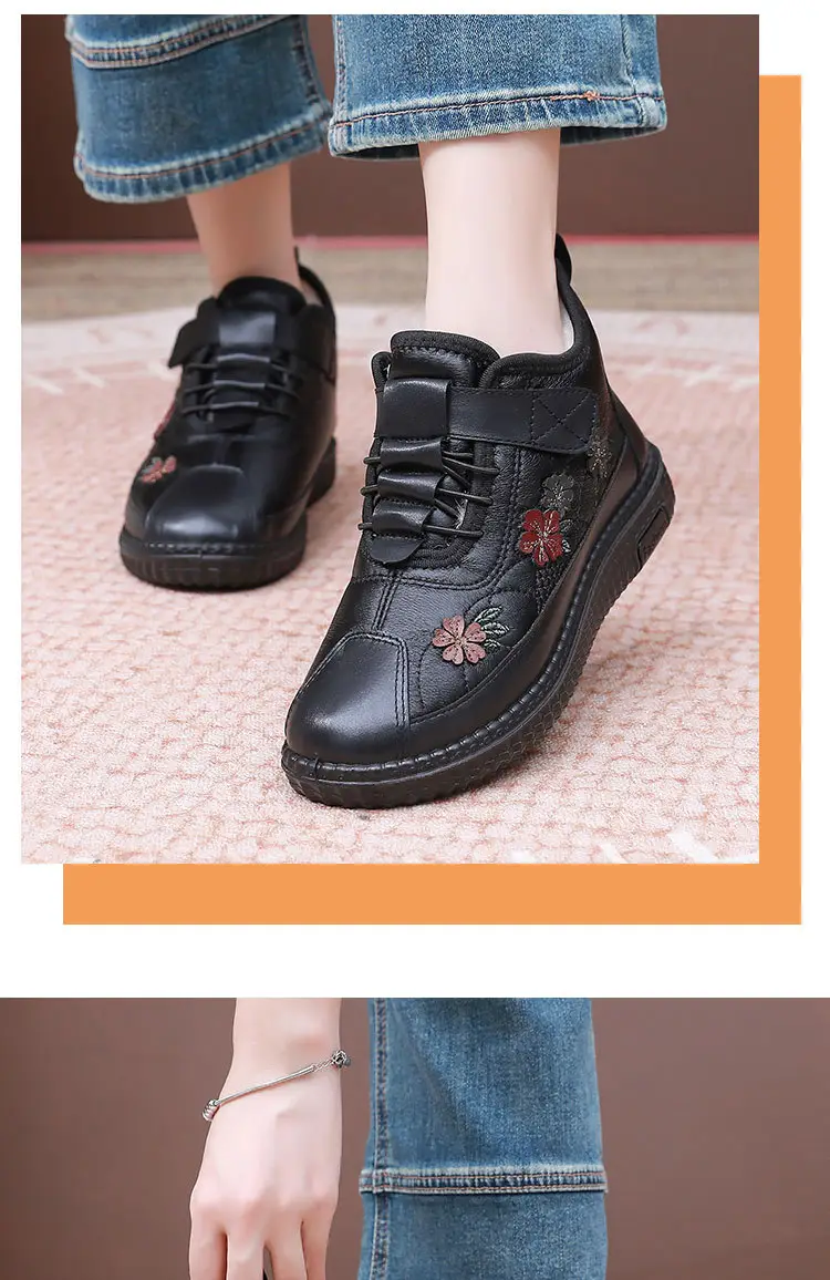 Cotton shoes women's 2024 winter new old Beijing wool fleece-lined thickened soft bottom non-slip mother middle-aged snow boots — feature 19