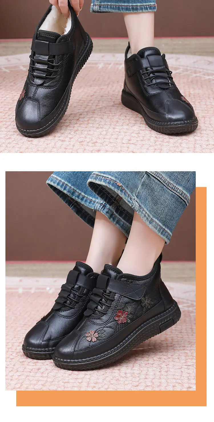 Cotton shoes women's 2024 winter new old Beijing wool fleece-lined thickened soft bottom non-slip mother middle-aged snow boots — feature 20