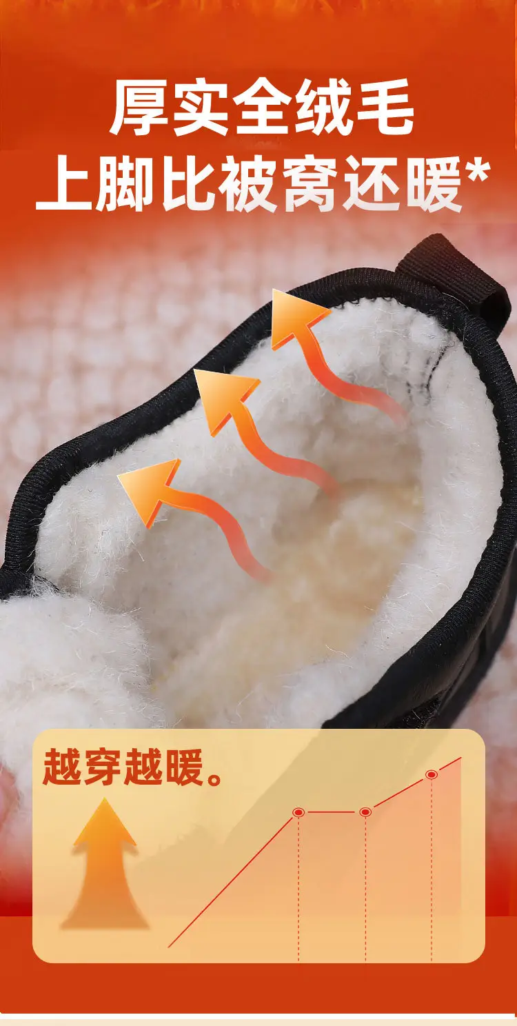 Cotton shoes women's 2024 winter new old Beijing wool fleece-lined thickened soft bottom non-slip mother middle-aged snow boots — feature 7