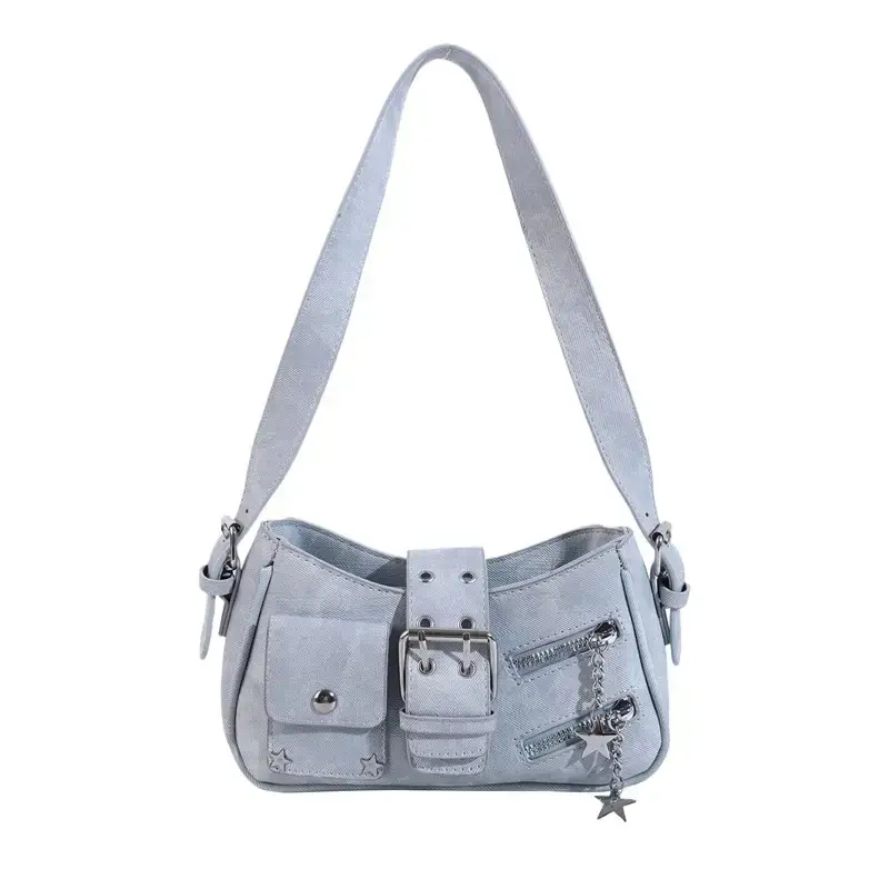 Light Blue Korean Style Shoulder Bag for Women